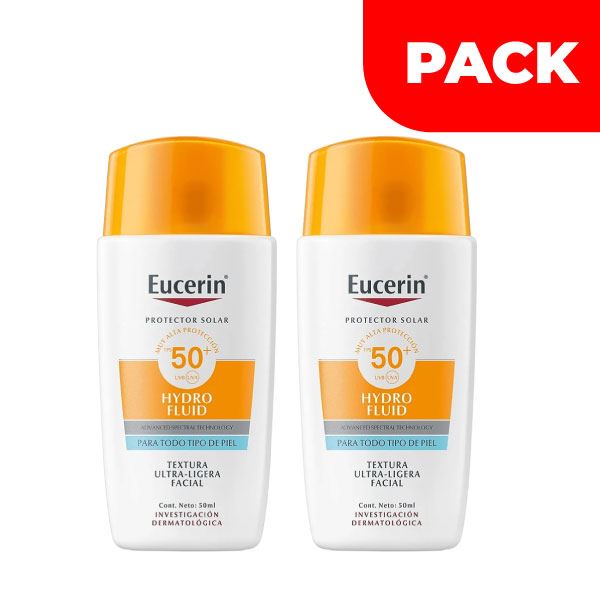 Dúo Pack Eucerin Sun Hydro Fluid Face F50 - Frasco 50 Ml